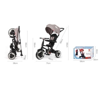 Трехколесный велосипед Rito Qplay детский с навесом, серый