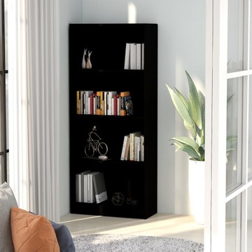 4-poziomowy regał na książki, czarny, 60x24x142 c