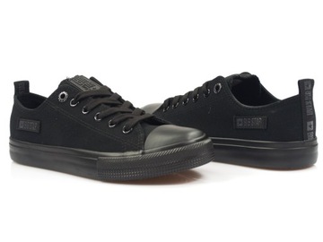 Czarne trampki tekstylne sznurowane buty Big Star