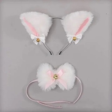 COSPLAY FURRY USZY USZKA Z DZWONECZKAMI NA OPASCE + MUSZKA