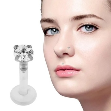 Labret Piercing Jewelery Bioflex Round Crystal Set