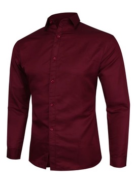 Business shirt wine red solid color basic polyeste