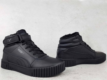 Buty damskie trampki Puma Carina Mid ciepłe wysokie sportowe czarne 41