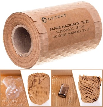 Papier pakowy do pakowania paczek EKO brązowy plaster miodu 15x25mb