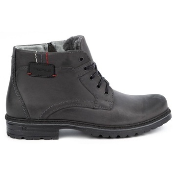 BUTY ZIMOWE SKÓRZANE OCIEPLONE J35S SZARE 42