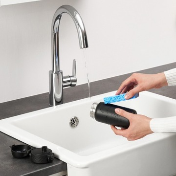 Черная стальная бутылка для воды, элегантная и спортивная, для школы ION8 0,4 л