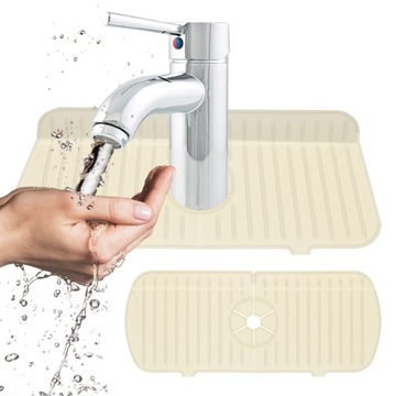 СИЛИКОНОВЫЙ КОВрик ДЛЯ РАКОВИНЫ, СЛИВНИК ПОД ЛЕНТУ, БЕЖЕВЫЙ ЗАЩИТНЫЙ КОВРИК ДЛЯ КУХНИ