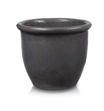 GRAFITOWA OGRODOWA DONICA DONICZKA CERAMICZNAA SZKLIWIONA OKRĄGŁA 40X32 CM