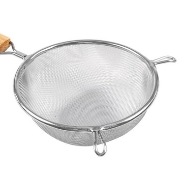 СТАЛЬНОЕ КУХОННОЕ СИТНО С ДЕРЕВЯННОЙ РУЧКОЙ 16 СМ