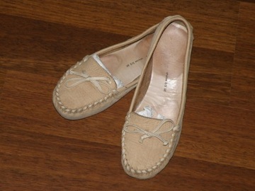 ZARA piaskowe mokasyny-100% skóra- 36- OKAZJA!