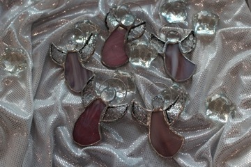 Ангелочки из витражей Тиффани НАБОР из 5 шт. Розовый