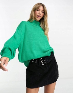 Asos Design NG7 nfq ZIELONY SWETER OVERSIZE GOLF SZEROKIE RĘKAWY XS