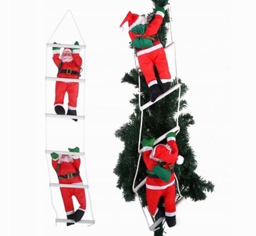 DWA ŚWIĘTE MIKOŁAJ GWIAZDOR WSPINAJĄCY WCHODZĄCY NA DRABINA DOM OGRÓD 100cm