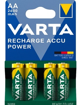 4x Akumulatorki Varta AA 2600 mAh R6 4 szt +BOX AA