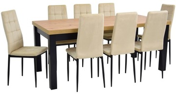 8 beżowych krzeseł i STÓŁ ROZKŁADANY 90x90/190