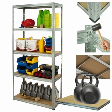 Regał metalowy magazynowy stojak ocynk HELIOS 180x75x40cm 5Px275kg TRWAŁY