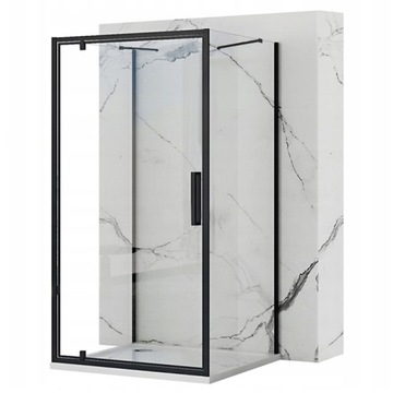 Kabina Prysznicowa Przyścienna 80x100 Czarna Swing Uchylna Black
