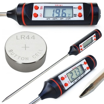 КУХОННЫЙ ТЕРМОМЕТР, ЭЛЕКТРОННЫЙ, ЖК-ЦИФРОВОЙ, ДЛЯ МЯСА, ВИНА, 300°C