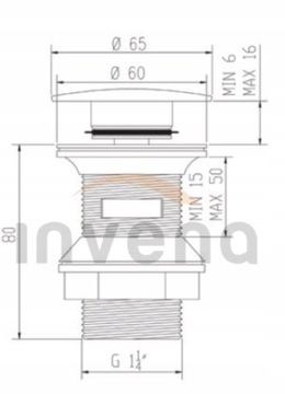 CLICK-CLACK ЛАТУННАЯ ПРОБКА ДЛЯ РАКОВИН, МАЛЕНЬКИХ РАЗМЕРОВ