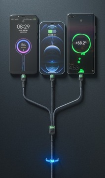 USB-кабель ESSAGER 3в1 MICRO TYP-C LIGHTNING 3A
