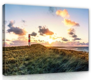OBRAZ NA PŁÓTNIE CANVAS 80x60 LATARNIA MORZE