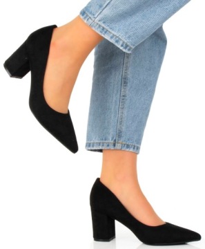 ТУФЛИ НА ТОЛСКОМ КАБЛУКЕ, ЧЕРНЫЙ ВЫСОКИЙ СТАЛЬНОЙ ЛИСТ 40