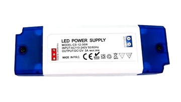 ZASILACZ 12V LED MEBLOWY 36W 3A Do Taśmy LED Transformator