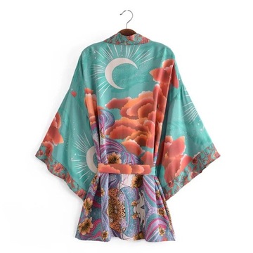 Boho Queens Women Floral Print Bat Sleeve Beach Bo