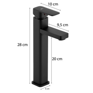 BATERIA DO UMYWALKI NABLATOWEJ CZARNA KASKADA LOFT SETO 36