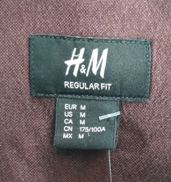 KOSZULA MĘSKA H&M ROZ.M BORDOWA REGULAR FIT