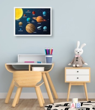 ПРОСТРАНСТВО - ПОСТЕР СОЛНЕЧНОЙ СИСТЕМЫ + РАМКА 40x30
