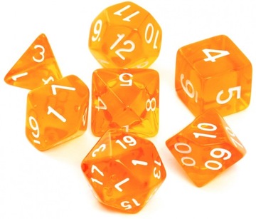 Kości RPG kryształowe pomarańczowe