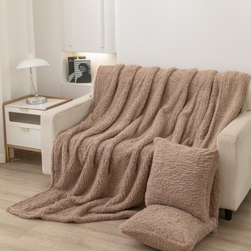 Одеяло-букле Dreamy 150х200 коричневое мягкое букла+ягненок