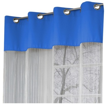 FIRANY MAKARONY na przelotki 150x250 wys makaron BIAŁY tkanina niebieski