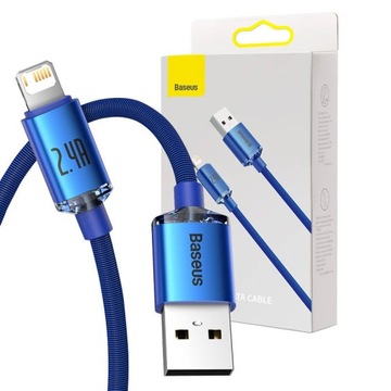 Kabel przewód szybki mocny Baseus USB do Lightning iPhone oplot 2.4A 1.2m