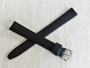 PASEK DO DAMSKIEGO ZEGARKA naturalna skóra 16 mm, XXL, czarny