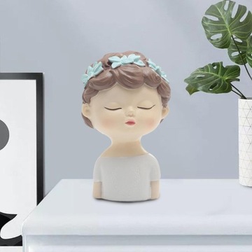 Elegancka figurka dziecka z wiankiem, statua rękodzieła z żywicy, mikro