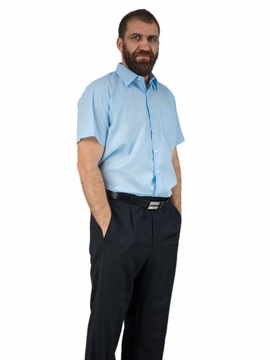 Koszula męska z krótkim rękawem elegancka blado niebieska błękitna 43/44