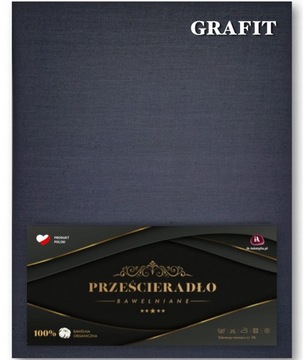 Prześcieradło Tradycyjne Bawełniane 220x200 Grafitowe