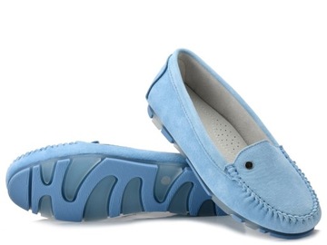 Mokasyny damskie skórzane buty niebieskie zamszowe Filippo DP2037 38