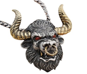 NASZYJNIK MINOTAUR BYK ŁAŃCUCH ELEGANCKI SREBRNY