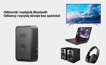 August MR260 Передатчик-приемник 2 в 1 Bluetooth 5 USB C AUX aptX с низкой задержкой