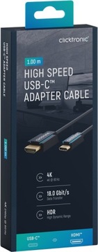 CLICKTRONIC Kabel adapter USB-C - HDMI 2.0 4K 1m