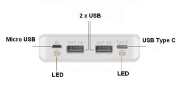 Чехол для аккумулятора W8 DIY — 8x18650 — 20000 мАч — Type-C- USB- microUSB