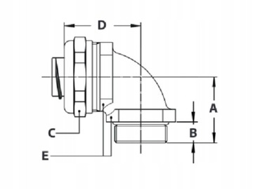 МЕТАЛЛИЧЕСКИЙ ДРОССЕЛЬ 90° PG-21 КАБЕЛЬНАЯ ТРУБА 25 мм IP65