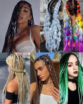 СИНТЕТИЧЕСКИЕ ВОЛОСЫ ДЛЯ КОС ОМБРЕ ЦВЕТНЫЕ КОСЫ 120 СМ