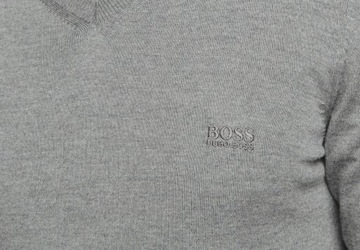 Sweter męski HUGO BOSS szary w serek - XL