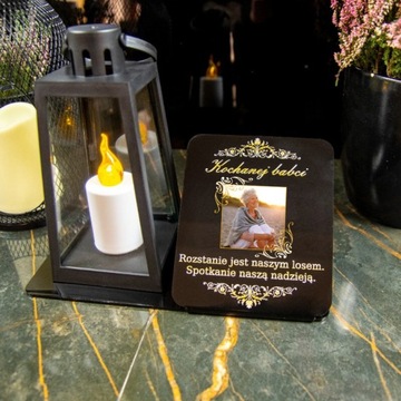 ZNICZ LED STATUETKA ZE ZDJĘCIEM NA CMENTARZ GRÓB Dzień MAMY Babci Dziadka