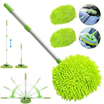 ТЕЛЕСКОПИЧЕСКАЯ ЩЕТКА ДЛЯ МОЙКИ АВТОМОБИЛЯ ШВАБРА МИКРОФИБРА 180° АЛЮМИНИЕВЫЙ СПЛАВ
