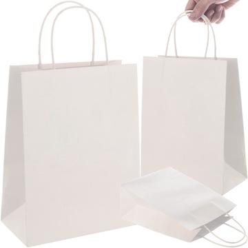TORBA PAPIEROWA BIAŁA A4 240/100/320 100 SZT TOREBKA EKO NA PREZENT